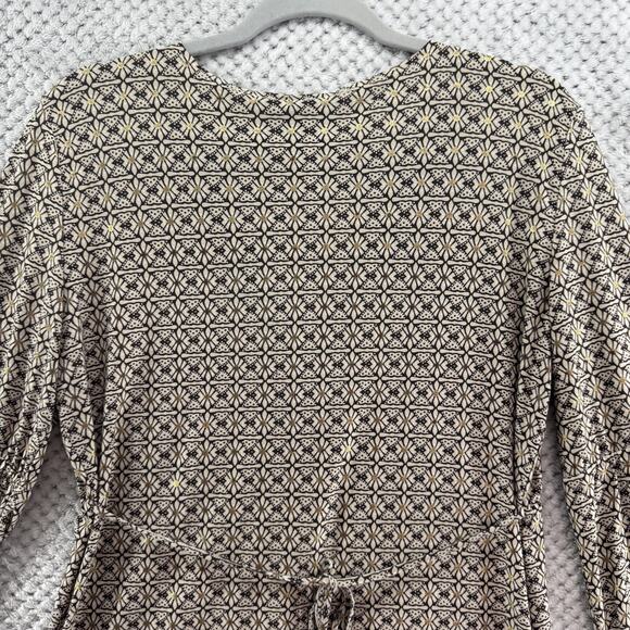 Y2K Suzie in the City Top Womens M Brown Gold Babydoll V-Neck Flared Long Sleeve - Picture 8 of 16